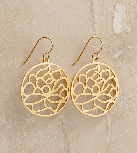 eco friendly Lotus Flower Earrings in Gold, Ashley Jones Pick